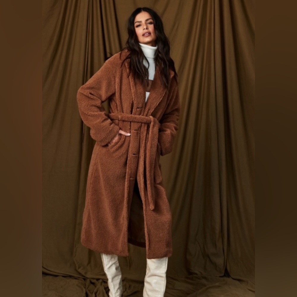 Serena Camel Sherpa Jacket! Camel brown color.